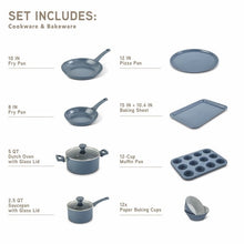 Elements by Thyme & Table 60-Piece Ceramic Non-Stick Cookware Set - Blue