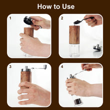 AGCAN Manual Coffee Grinder Portable Coffee Bean Mill Grinders with Ceramic Burr, 304 Stainless Steel Hand Crank - Fine Coarse Adjustable - for Outdoor, Travel, Espresso