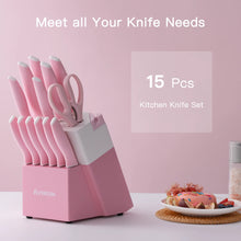 Astercook Knife Set, 14 Pieces Kitchen Knives Set with Healthy Anti-Rust Coating, Stainless Steel Knife Sets with Built-in Sharpener, Sharp & Rust Resistant Dishwasher Safe