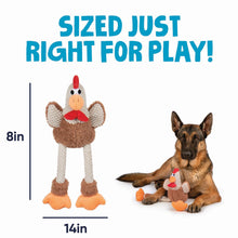 goDog Farm Friends Rooster Plush Toy for Dogs with Chew Guard Technology for Stronger & Longer Play, Soft & Durable, Built-In Squeaker, Brown, Medium