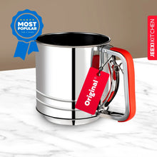 JEEXI Stainless Steel Flour Sifter with Soft Grip Handle, 3 Cup Capacity, Double Layer Fine Mesh for Sifting Flour, Sugar, and Coffee Powder, Durable Kitchen Gadget Tool for Baking and Pastry - Brands For Less USA