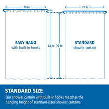 Mainstays Gemma Easy Hang Hookless Fabric Shower Curtain with Built-in Rings, 70" x 74", Black