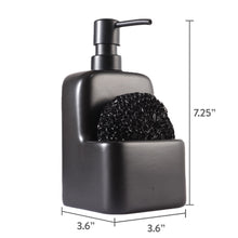 Mainstays Ceramic Kitchen Soap Dispenser with Pump and Sponge Holder, Sink Caddy Organizer for Dish Soap, Sponge and Cleaning Supplies, Black
