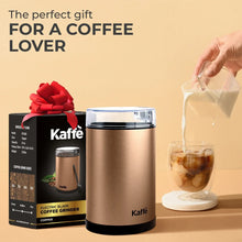 Kaffe Coffee Grinder Electric Copper, (3.5oz/14 Cup) w Free Cleaning Brush