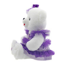 Snowflake Girl 2025 Teddy Bear Christmas Plush in Dress, White and Purple, 15", by Holiday Time