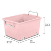 Mainstays Kids Large Pink Plastic Stackable Rolling Toy Storage Basket with Handles