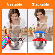 TINANA Mixing Bowls with Lids: Stainless Steel Mixing Bowls Set, Metal Nesting Mixing Bowls for Kitchen, 7/4.5/3.0/2.0/1.5/1.0/0.7QT, Great for Prep, Baking, Serving