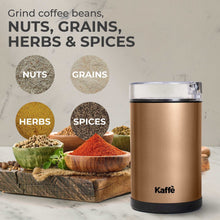 Kaffe Coffee Grinder Electric Copper, (3.5oz/14 Cup) w Free Cleaning Brush