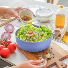 Vesteel 8Pcs Mixing Bowl Set with Lids, Nesting Plastic Bowls for for Mixing Serving Preparing Storage, Kitchen Prep Bowls, Dishwasher Safe, Blue