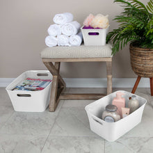 (3 pack) Mainstays Large White Plastic Storage Bin, 15.5 in x 11.4 in x 7 in