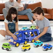 Lucky Doug Small Transport Truck Toys for Toddlers Ages 1-3-5, 5 in 1 Carrier Truck Toys with Light and Sound, Boys Birthday Gift Toys for a 2 3 4 5