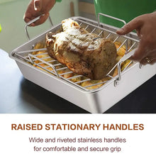 VeSteel 16'' x 11.5'' Roasting Pan with Rack, Stainless Steel Turkey Roaster Include Deep Lasagna Pan & V-Shaped Rack & Roasting Rack, Heavy Duty & Dishwasher Safe