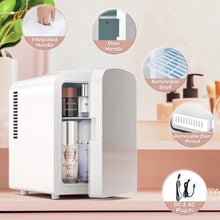 Mini refrigerador portátil Auseo, personal, de encimera, 4 L/6 latas, refrigerador pequeño, puerta frontal de acero inoxidable, CA/CC, opción para cuidado de la piel, maquillaje, bebidas, dormitorio, blanco 