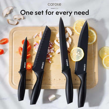 Carote 15-Piece Premium Kitchen Knife Set, Black Ceramic-Coated Blades with Stylish Wooden Block - Brands For Less USA