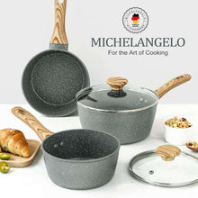 MICHELANGELO Sauce Pan with Lid, Nonstick Saucepans 1.5QT&2QT&3QT, Granite Sauce Pan 3 Piece, Stone Saucepan Set, Small Pot with Lid, Nonstick Sauce Pot Set - Brands For Less USA