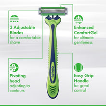 (4 pack) Gillette Sensor3 Sensitive Men's Disposable Razor, 1 Razor, Green