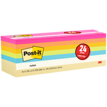 Post-it Notes, 3” x 3”, Assorted Bright Colors, 100 Sheets, 24 Pads