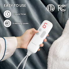 MaxKare 50" x 60" Electric Throw Blanket with 6 Heating Levels & 1-5H Auto-off, Machine Washable Flannel & Sherpa, Gray & White