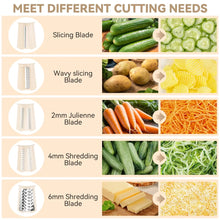 Pukomc Rotary Cheese Grater with Handle- 5 Blades, Suction Base, Mandoline Slicer & Veg Shredder with Blade Storage Box