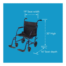 Carex Steel Transport Chair with 19" Seat, Swing-Away Footrests, Blue, 300 lb Weight Capacity - Brands For Less USA