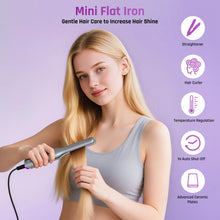 NEXPURE 1/2" Flat Iron Hair Straightener & Curler, 2 in 1 Ceramic Mini Straightener, Travel Iron, 30s Fast Heat Up, Purple