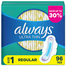 Always Ultra Thin Regular Pads with Flexi-Wings, 96 ct.