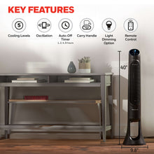 Honeywell 40" White Quiet Set Oscillating Tower Fan, 30ft Air Circulation Power, 5 Speed, Auto Off Timer, HYF260W