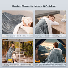 MaxKare 50" x 60" Electric Throw Blanket with 6 Heating Levels & 1-5H Auto-off, Machine Washable Flannel & Sherpa, Gray & White