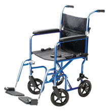 Carex Steel Transport Chair with 19" Seat, Swing-Away Footrests, Blue, 300 lb Weight Capacity - Brands For Less USA
