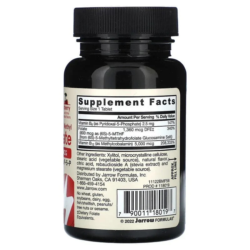 Jarrow Formulas, Vegan Methyl B-12 & Methyl Folate, Chewable Tablets ...