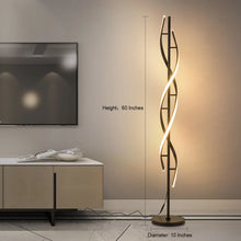 LED Spiral Floor Lamp 60 Inch Modern Floor Lamps Dimmable Black Standing Lamp 34W Contemporary Floor Lamps for Living Room Bedroom Kitchen Office