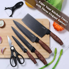 Vesteel Kitchen Knife Set of 7, Professional Stainless Steel Knives Set for Kitchen with Universal Knife Block - Khaki