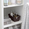 Simplify Small Shelf Rattan Tote Storage Basket in Chocolate