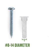 Hillman Caiman Multi-material Wall Anchors, #8-14, Nylon and Steel, 40 lb., White, 4 sets