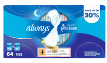 Always Infinity FlexFoam Size 4 Overnight Pads with Wings, 64 ct. - Unscented