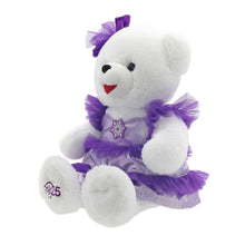 Snowflake Girl 2025 Teddy Bear Christmas Plush in Dress, White and Purple, 15", by Holiday Time