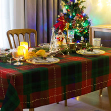 Romanstile Christmas Rectangle Green Plaid Tablecloth - 60 x 84 inch - Checkered Water Stain Resistant Table Cover, Washable Polyester Table Cloths for Xmas Dinner/Party Decoration/Holiday