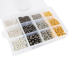 Cousin DIY 3600-Piece Metallic Spacer Bead Assortment with Case – 4mm, 6mm & 8mm Silver and Gold Beads for Jewelry Making