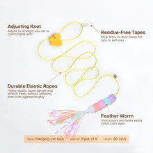 IZEYNO 6 Pack Retractable Cat Toys with Bell, Multicolor Catnip Hanging Toys for Cat, Kitty, Kitten