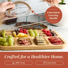 Cook With Color Rectangular Bamboo Cutting Board with Locking Lid, Dual-Function Charcuterie & Serving Board