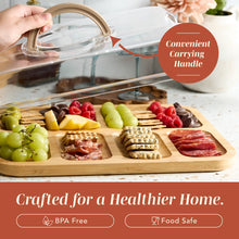 Cook With Color Rectangular Bamboo Cutting Board with Locking Lid, Dual-Function Charcuterie & Serving Board