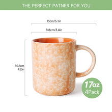 AlOFMO 17oz Ceramic Coffee Mugs Set of 4, Coffee Cups with Handles, Tea Cups, Cappuccino Cup, Latte Cup, Microwave Safe Mugs for Home Office