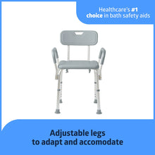 Medline Bath Chair and Shower Chair with Back and Armrests for Elderly, 13.5-In Seat, 350 lb Weight Capacity, Gray - Brands For Less USA