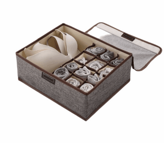 Foldable Drawer Closet Organizers, 12+1-Grid Option for Underwear, Socks, Belts and Ties, Pack of 4