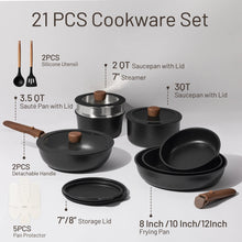 Carote 21 Pcs Nonstick Cookware Set, Pots and Pans Set with Detachable Handles, Oven/Dishwasher Safe, Stackable Kitchen Cooking Set, Granite