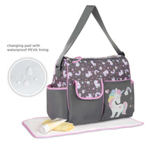 Baby Boom Happy Unicorn Duffle Unisex Diaper Bag - Gray Print, Infant, Toddler