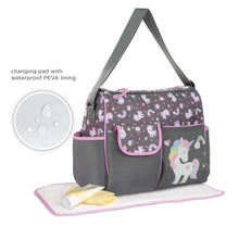 Baby Boom Happy Unicorn Duffle Unisex Diaper Bag - Gray Print, Infant, Toddler