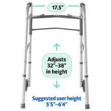 Medline Lightweight Folding Walker for Seniors with 5-Inch Wheels, Steel, Silver, 300 lb Weight Capacity - Brands For Less USA