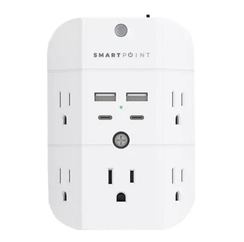 Smartpoint 5-Outlet Power hub with USB Ports and Automatic Night Light ...