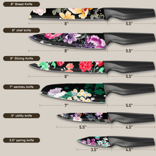 Astercook 6 Piece Color-Coded Kitchen Knife Set, Stainless Steel Chef Knives with 6 Anti-Rust Coating Blades and Blade Guards, Dishwasher Safe